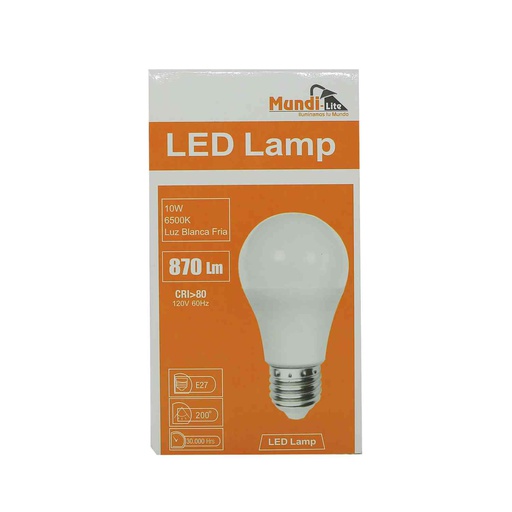 [91489] Bombillo led 10w e27 6500k mund a60 blanco