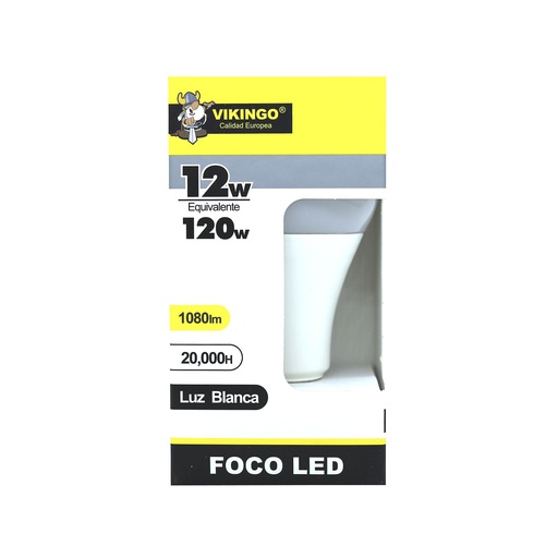 [102085] Bombillo led 12w e27 6500k vikingo ll12 blco