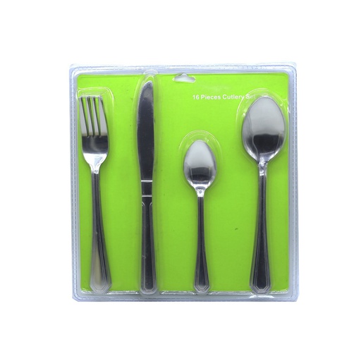 [90706] Cubiertos 16pc acero inoxidable lu04-16 blister