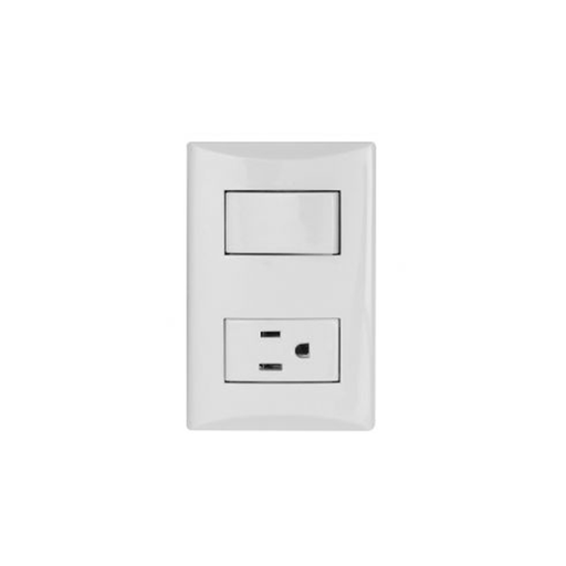 [67572] Switch sencillo con toma empotrable t&j 8006-w blanco