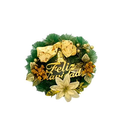 [115892] Corona navideña 30cm feliz navidad sshh014 dorado