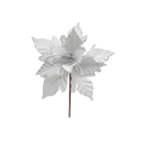 Flor navideña 22cm mh1180 blanco/plateado