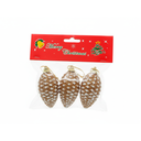 Adorno navideño bellota colgar 3pc 7x4cm dorado