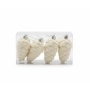 Adorno navideño bellota colgar 4pc 9cm blanco