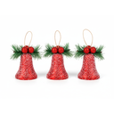 Adorno navideño campana colgar 3pc 7x10cm rojo