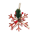 Adorno navideño copo nieve colgar 10.3x11.8cm rojo