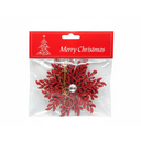 Adorno navideño copo nieve colgar 2pc 11.5cm rojo