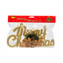 Adorno navideño letrero merry christmas 31x16cm dorado