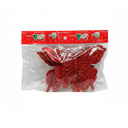 Adorno navideño mariposa 3pc 10cm rojo
