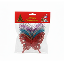 Adorno navideño mariposa 6pc 8cm varios colores