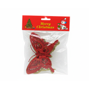 Adorno navideño mariposa 9cm 2026 rojo dorado