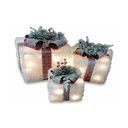 Adorno navideño regalo 3pc con luz 15/20/25cm blanco