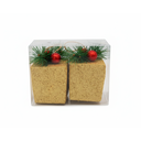 Adorno navideño regalo colgar 2pc 8x11cm dorado