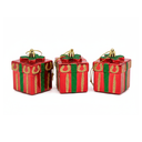 Adorno navideño regalo colgar 3pc 5cm rojo