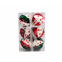Bola navideña 6cm 6pc 2-lm1704-249 verde/rojo/blanco decorado