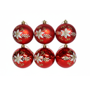 Bola navideña 7cm 6pc 0122327 rojo mate brillante decorado