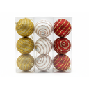 Bola navideña 8cm 3pc t0122 dorado/blanco/rojo