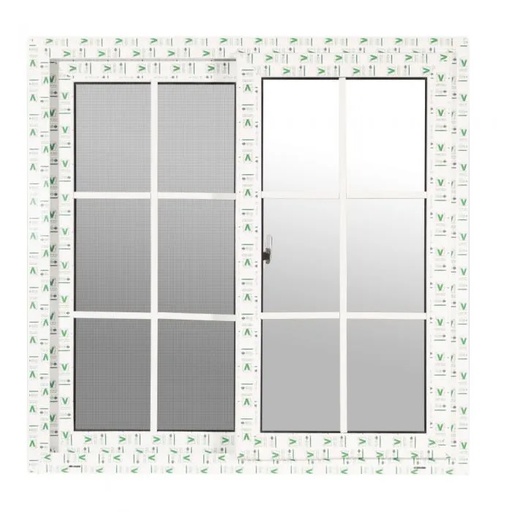 [100108] Ventana corrediza cuadriculada upvc 1.5 x 1 metros vento blanco