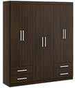 Ropero mdf 6 puertas 4 gavetas 185x47x156 centimetros batrol 02.1197.50 cafe