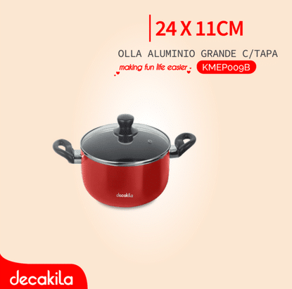 [125898] Olla de alum 24x11cm con tapa decakila kmep009b